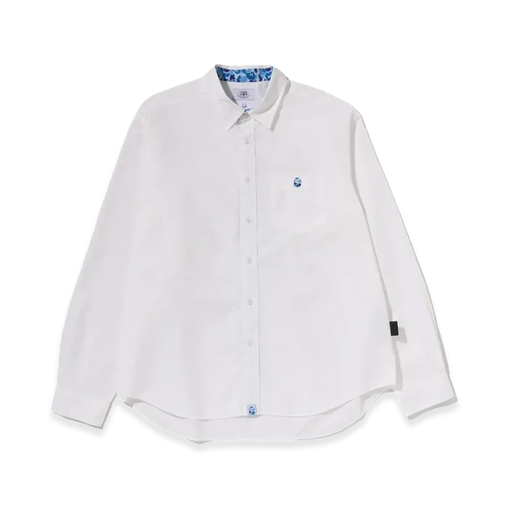 A BATHING APE ABC Camo One Point Relaxed Fit LS Shirts "White"
