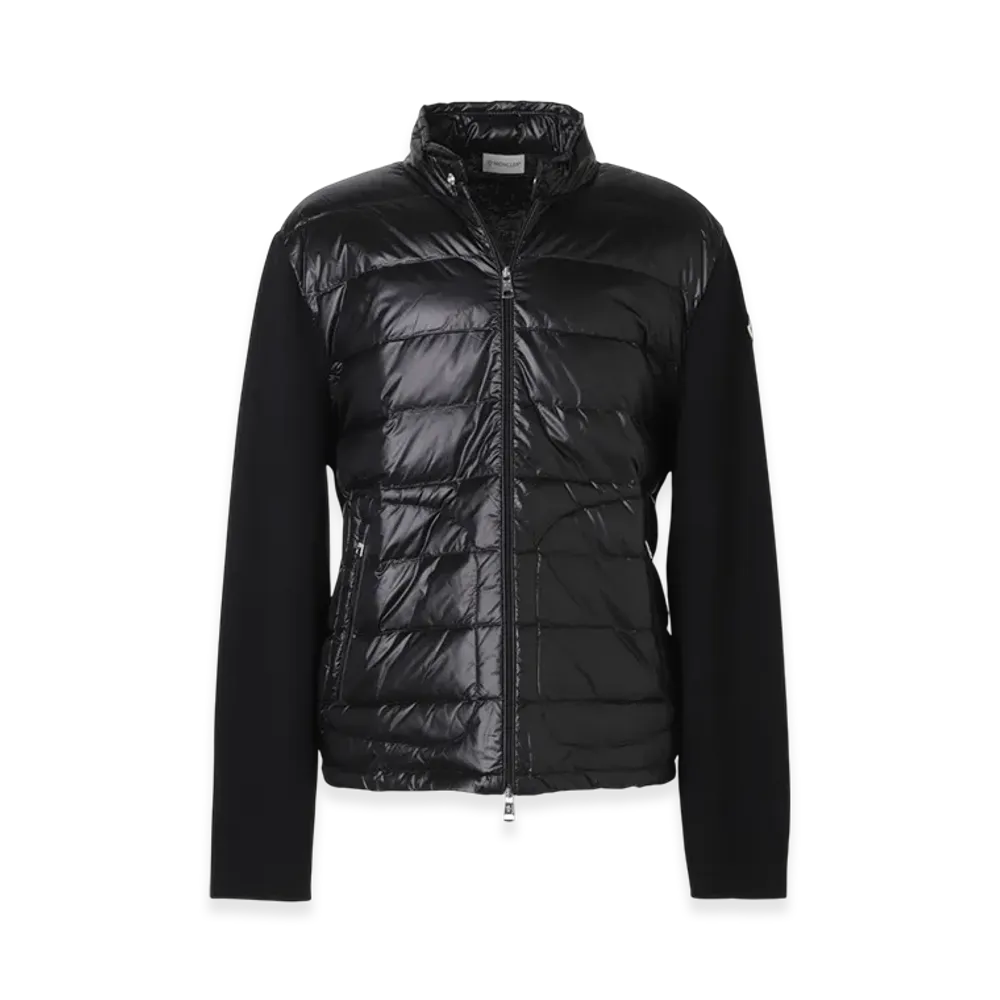 MONCLER Mens Down Panel Zip-Up Cardigan "Black"