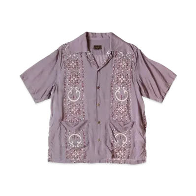 KAPITAL Silk Rayon Habananaja Wrangle Color Cuba Shirt "Light Purple"