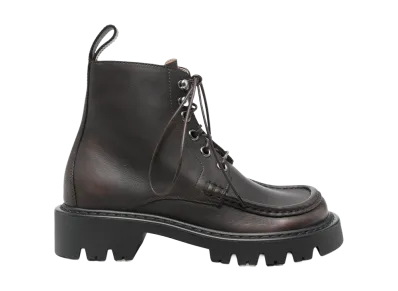 LOEWE Women's Sierra Combat Ankle Boots "Dark Brown"