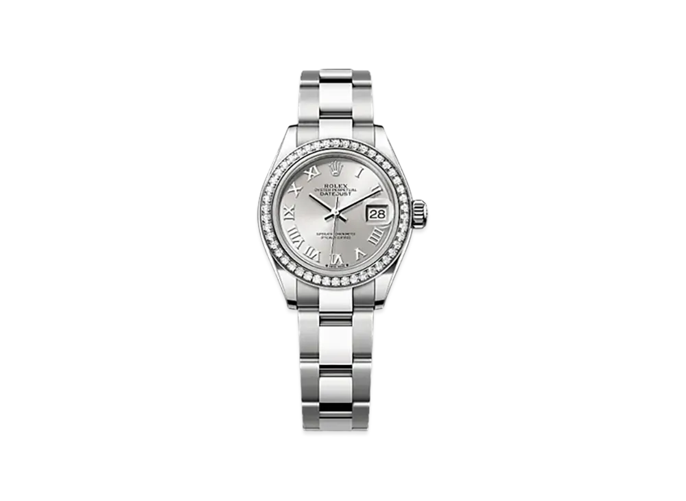 ROLEX Lady-Datejust 28mm Oystersteel & White Gold Diamond 279384RBR "Silver"