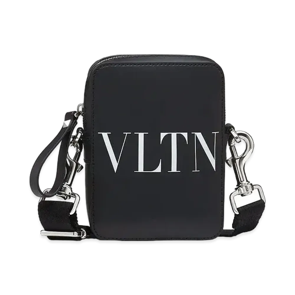 Valentino VLTN Leather Small Crossbody Bag "Black/White"