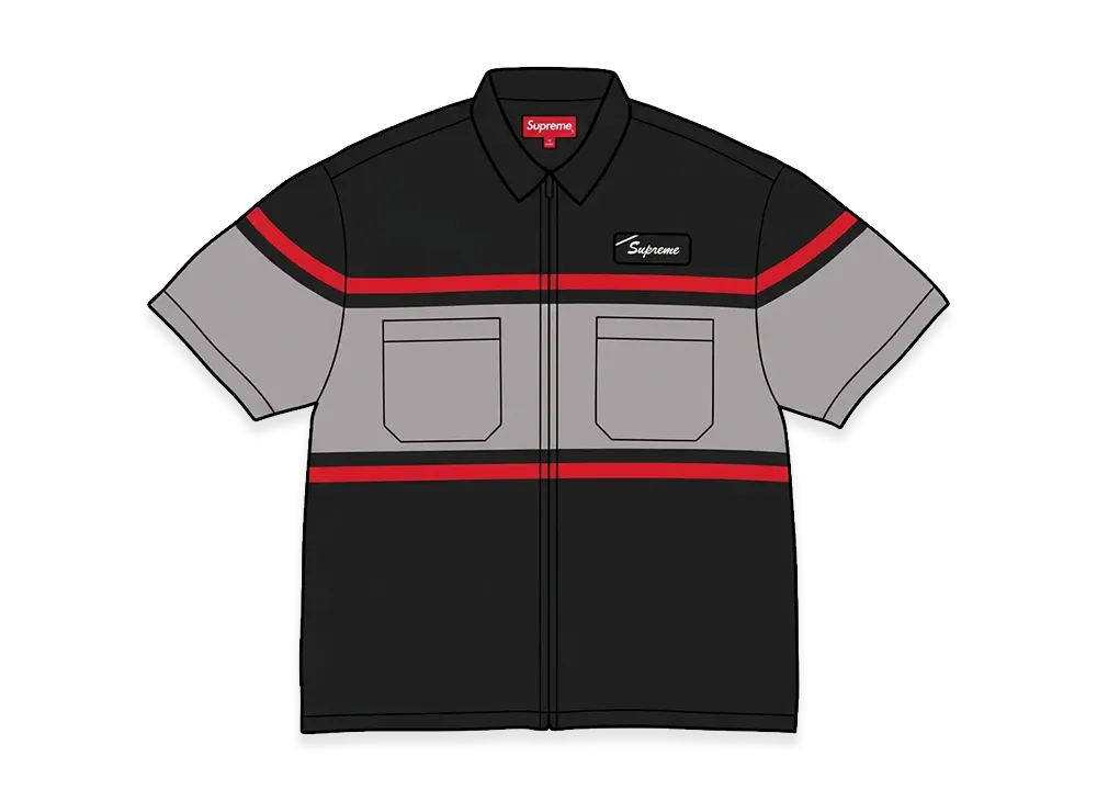 Supreme Silk Zip Up S/S Shirt "Black"