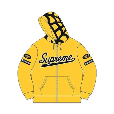 Supreme x Vanson Leathers Spider Web Zip Up Hooded Sweatshirt "Yellow"