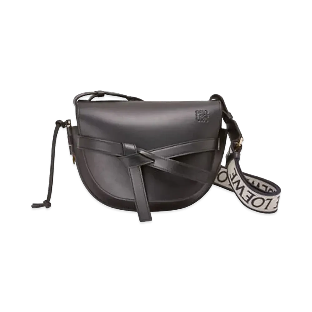 LOEWE Small Gate Bag In Soft Calfskin And Jacquard "Black"