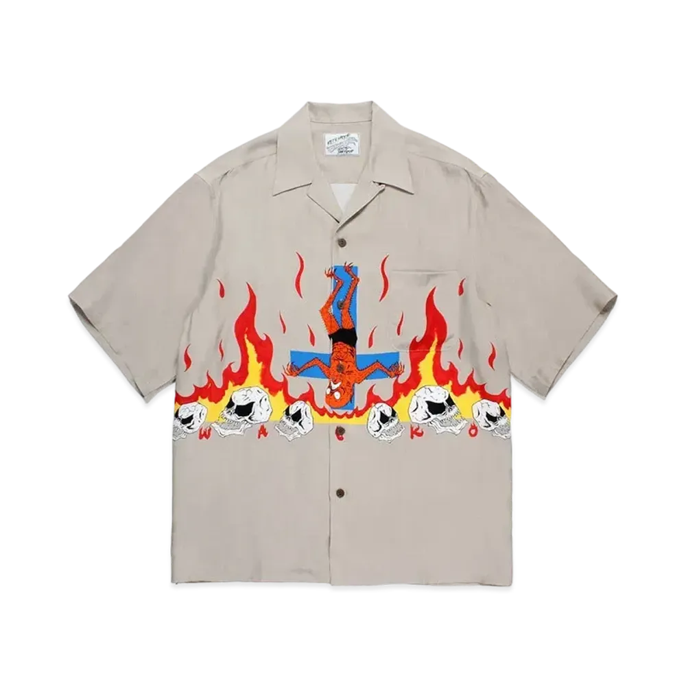 WACKO MARIA x neckface / Hawaiian Shirt "Beige"