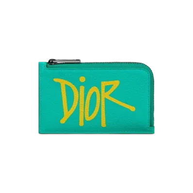 Dior x Shawn Stussy Zipped Card Holder "Yellow/Green"