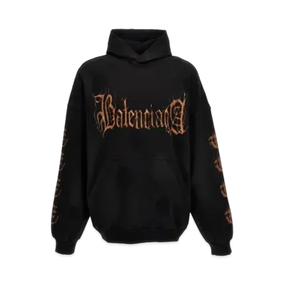 BALENCIAGA MENS Heavy Metal Logo Hoodie "Black"