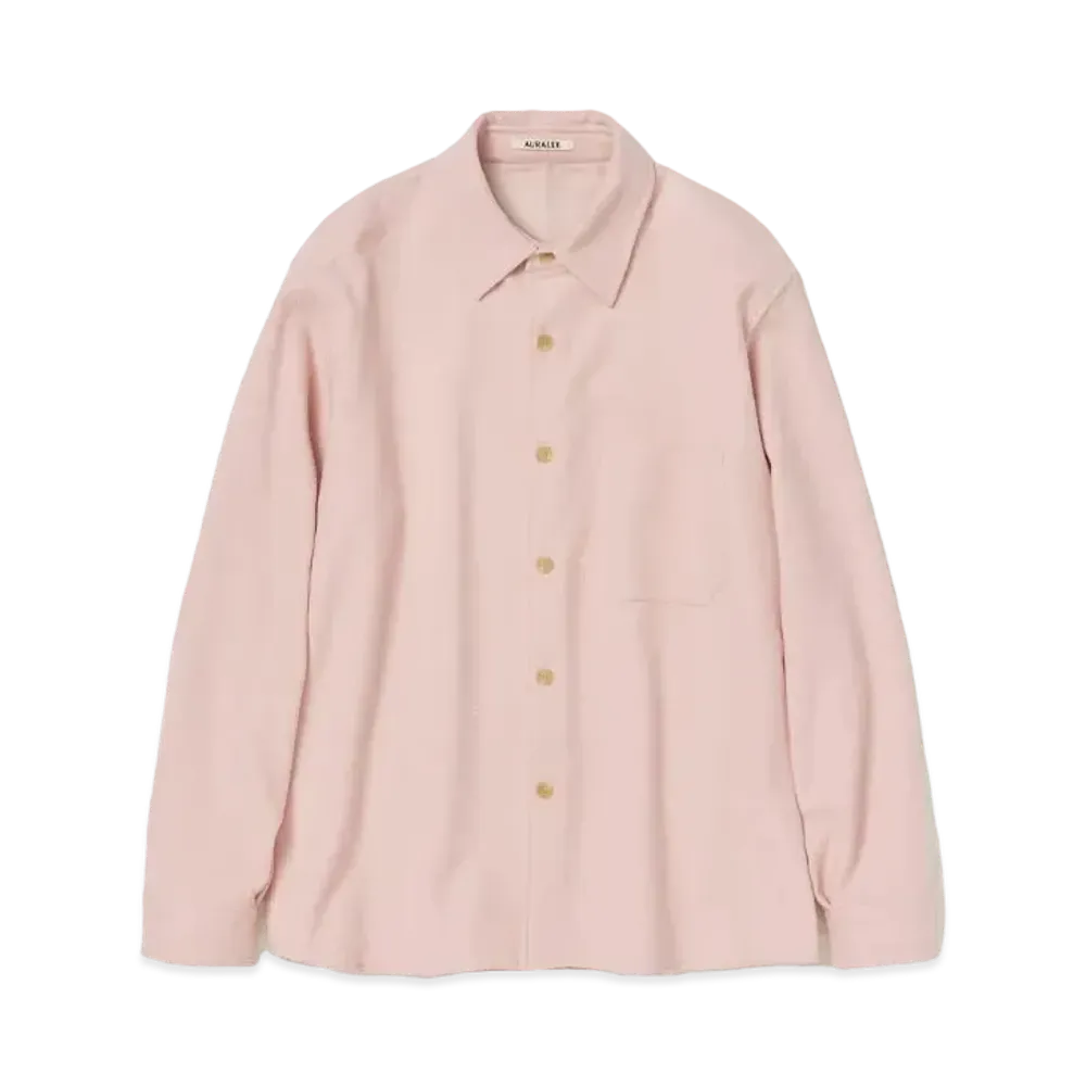 AURALEE Brushed Super Fine Wool Flannel Shirt "Light Pink"