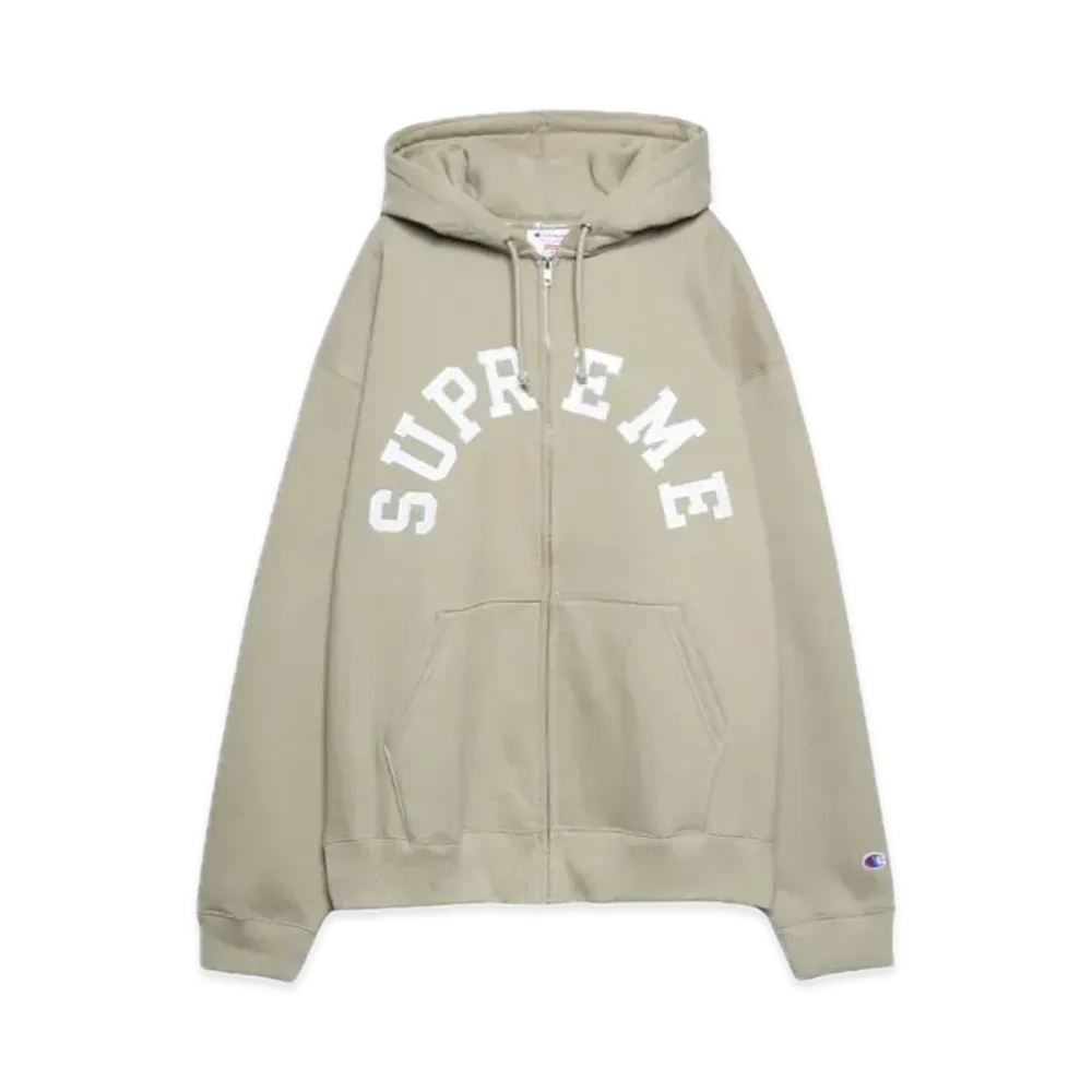 Supreme x Champion Zip Up Hooded Sweatshirt "Tan"