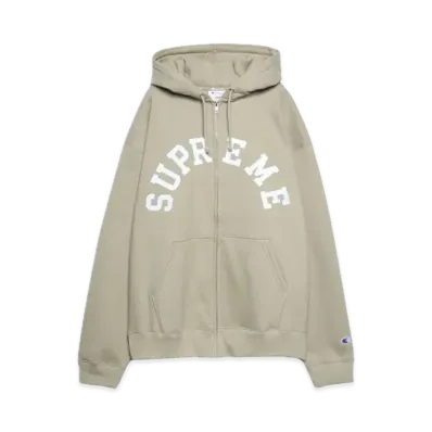 Supreme x Champion Zip Up Hooded Sweatshirt "Tan"