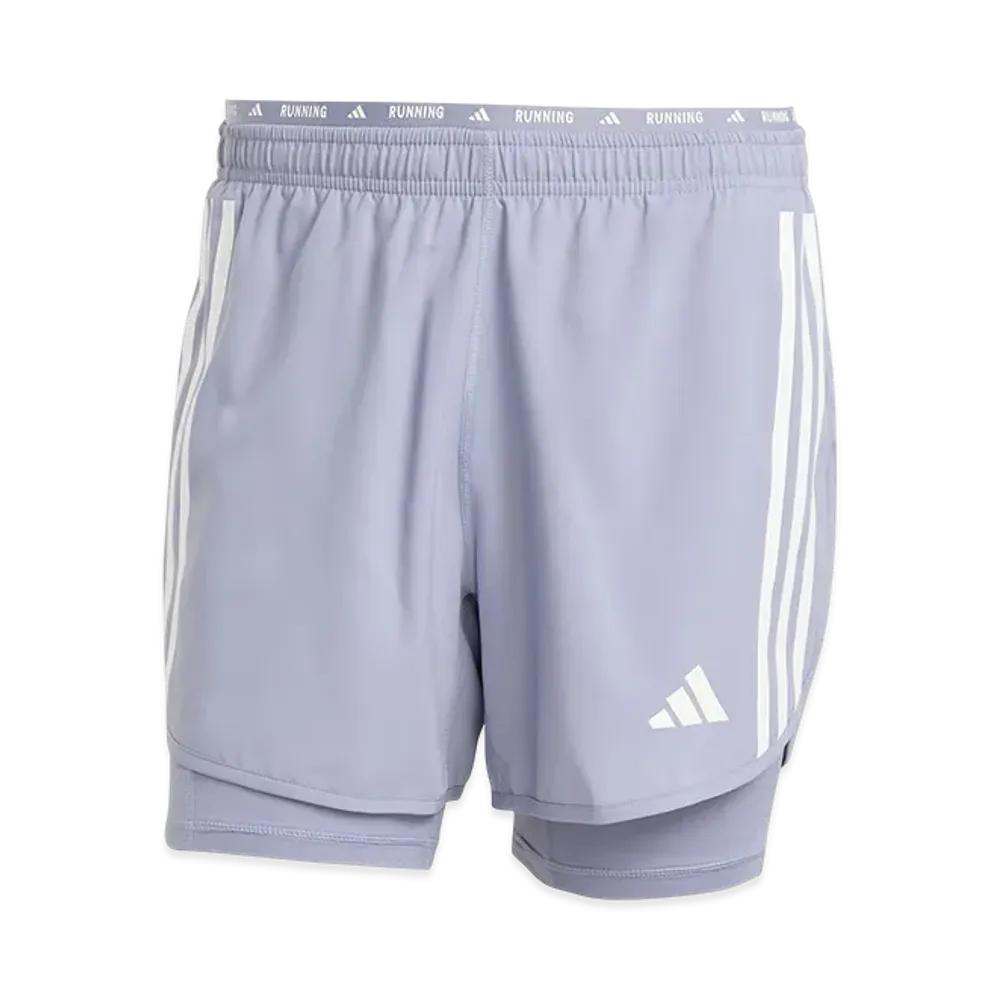 adidas Own The Run Three Stripes 2-in-1 Shorts "Silver Violet"