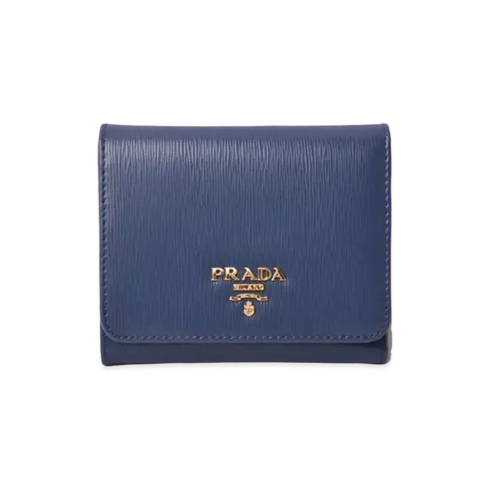 PRADA Vitello Move Leather Wallet "Blue"
