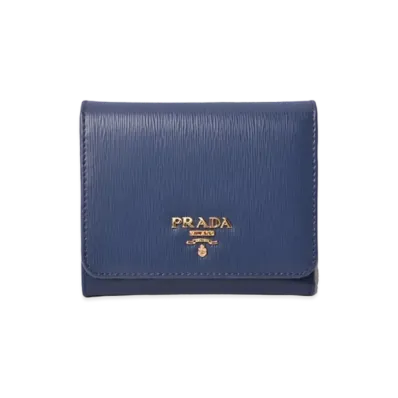 PRADA Vitello Move Leather Wallet "Blue"