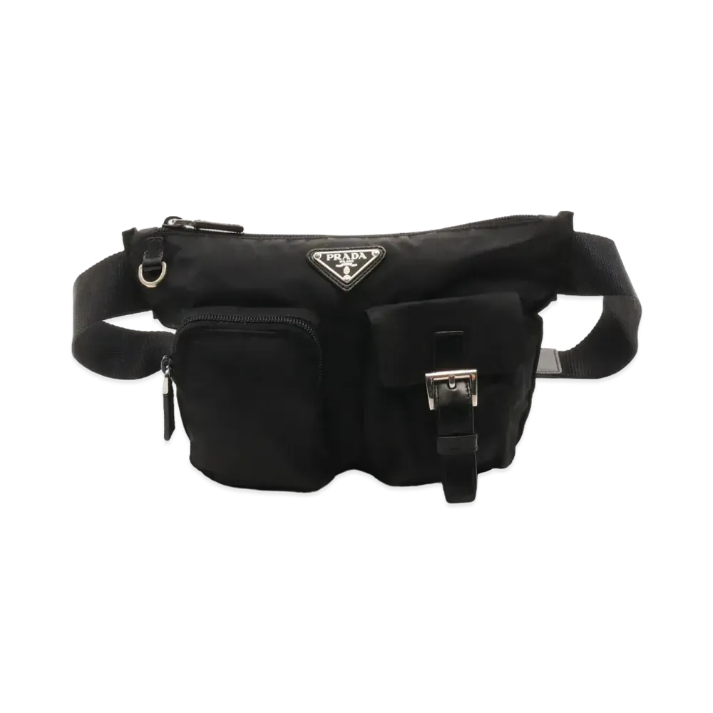 PRADA Nylon 2 Pocket Shoulder Bag "Black"