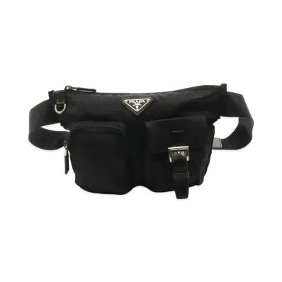 PRADA Nylon 2 Pocket Shoulder Bag "Black"