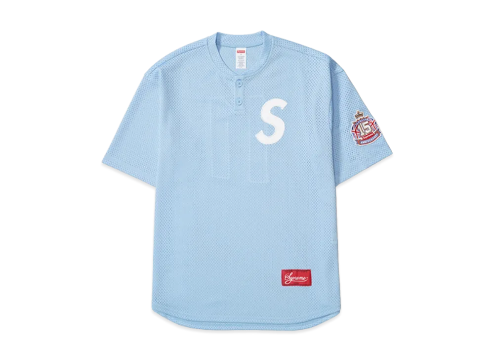 Supreme Shop S Logo Baseball Henley "Light Blue - London"
