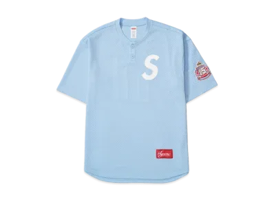 Supreme Shop S Logo Baseball Henley "Light Blue - London"