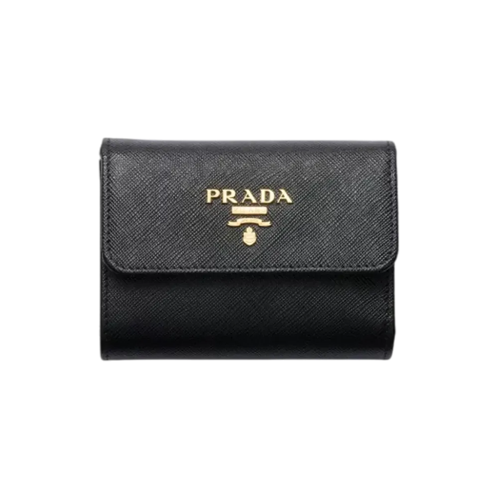 PRADA Saffiano Leather Wallet "Black"