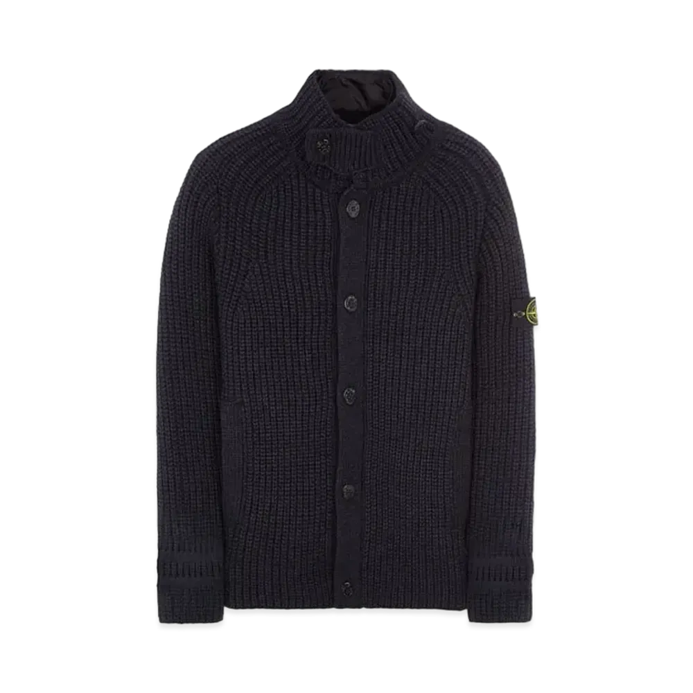 Stone Island 533A9 WOOL-SILK CHAIN YARN WITH DETACHABLE LINING "Black"