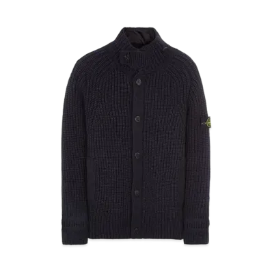 Stone Island 533A9 WOOL-SILK CHAIN YARN WITH DETACHABLE LINING "Black"