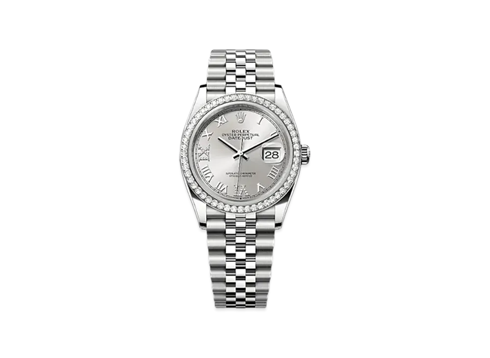 ROLEX Datejust 36 Oystersteel & White Gold Diamonds "Grey"