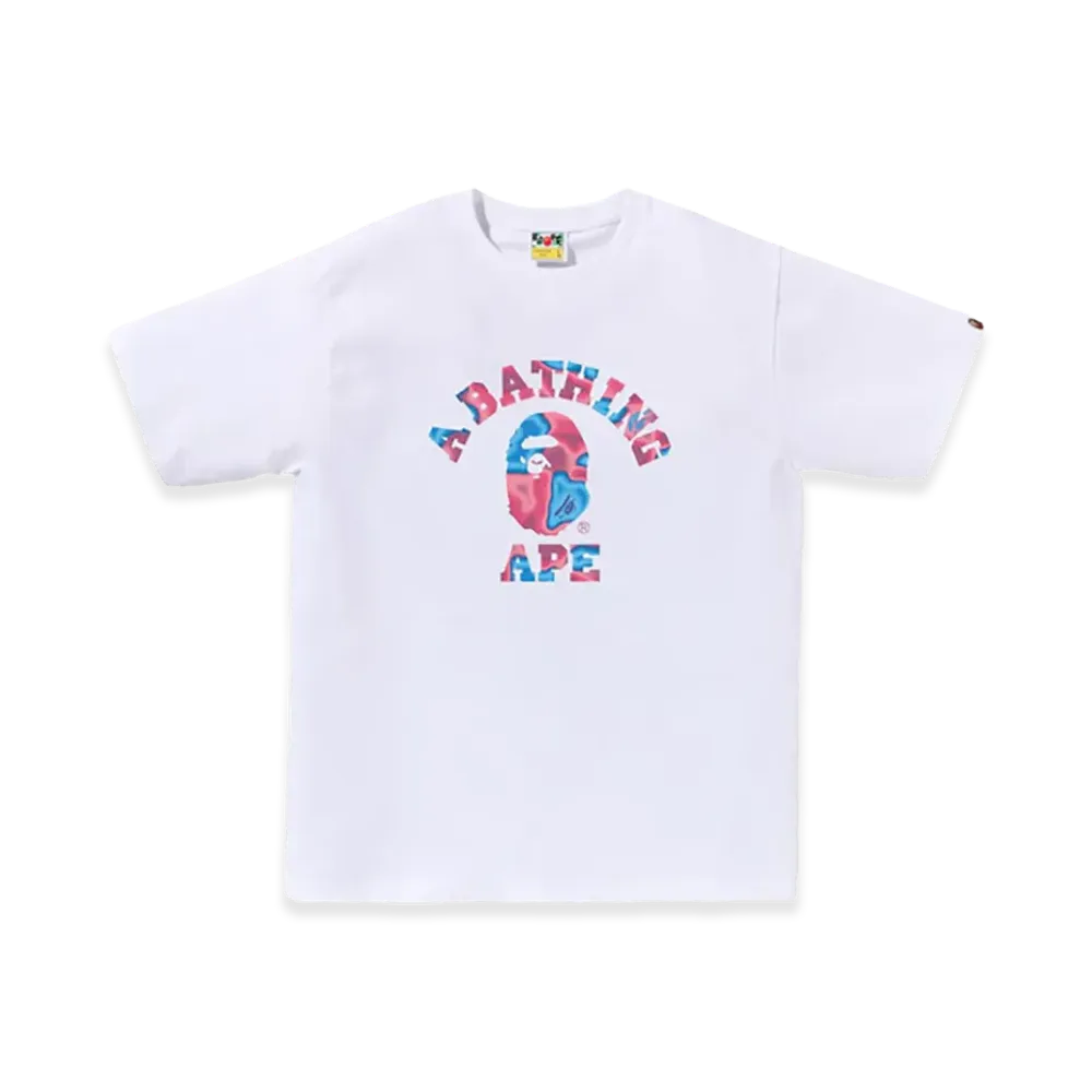 A BATHING APE Liquid Camo College Tee "White/Pink"