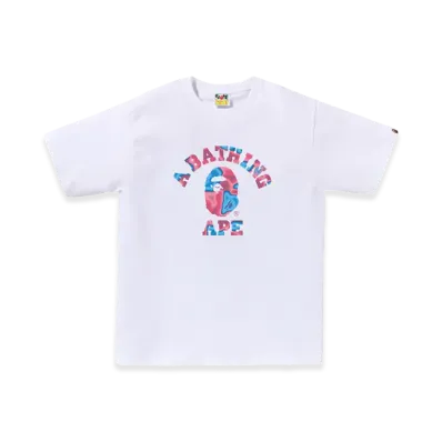 A BATHING APE Liquid Camo College Tee "White/Pink"