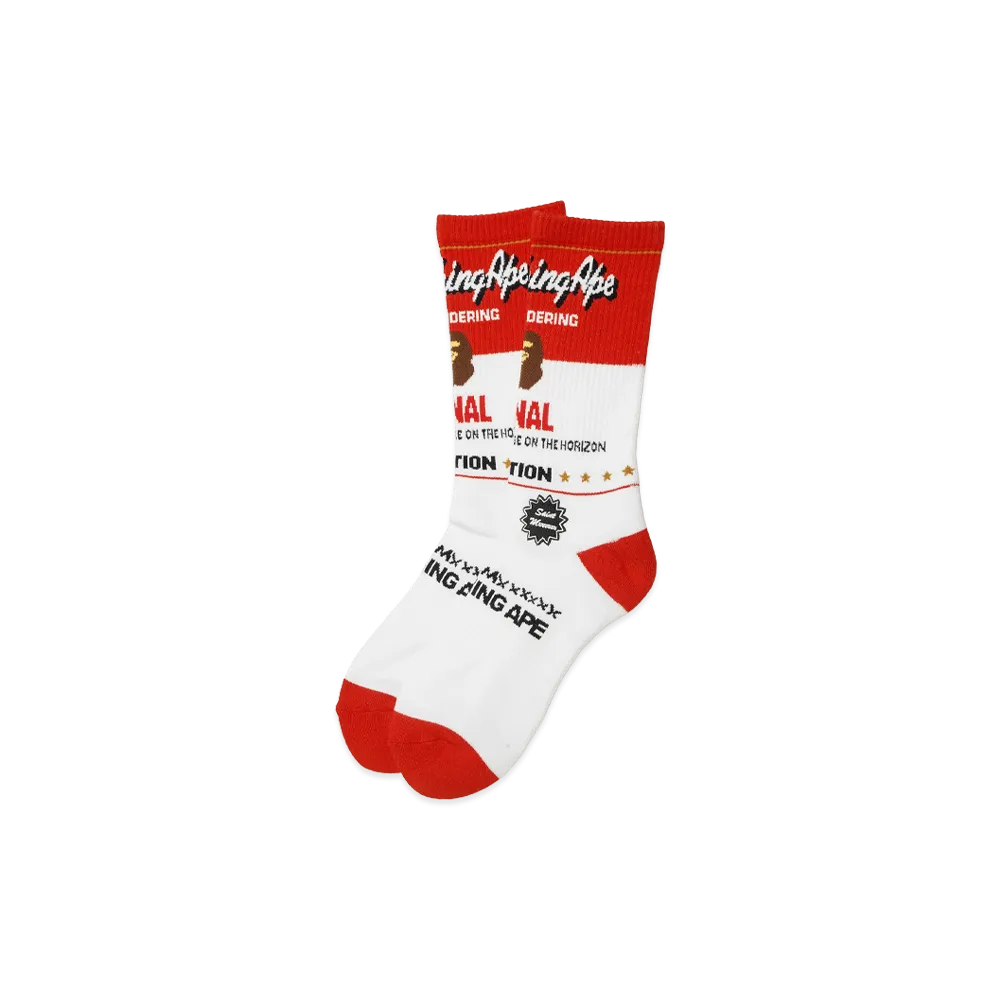 SAINT Mxxxxxx x A BATHING APE Bape Socks/Fainal "White/Red"