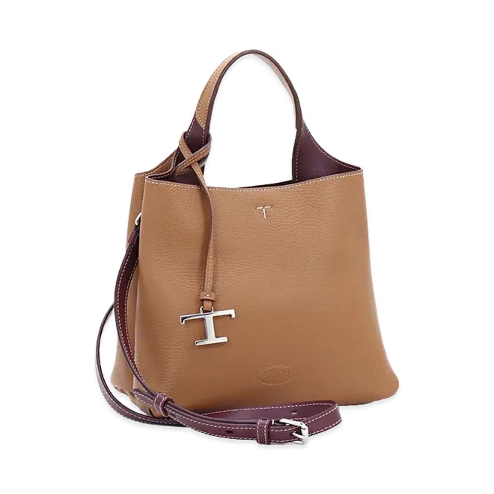 TOD'S Women's T Timeless Handbag "Brown/Bordeaux"