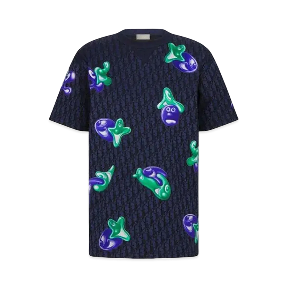 Dior x Kenny Scharf Men's Patch Oblique Jacquard T-shirt "Navy/Black"
