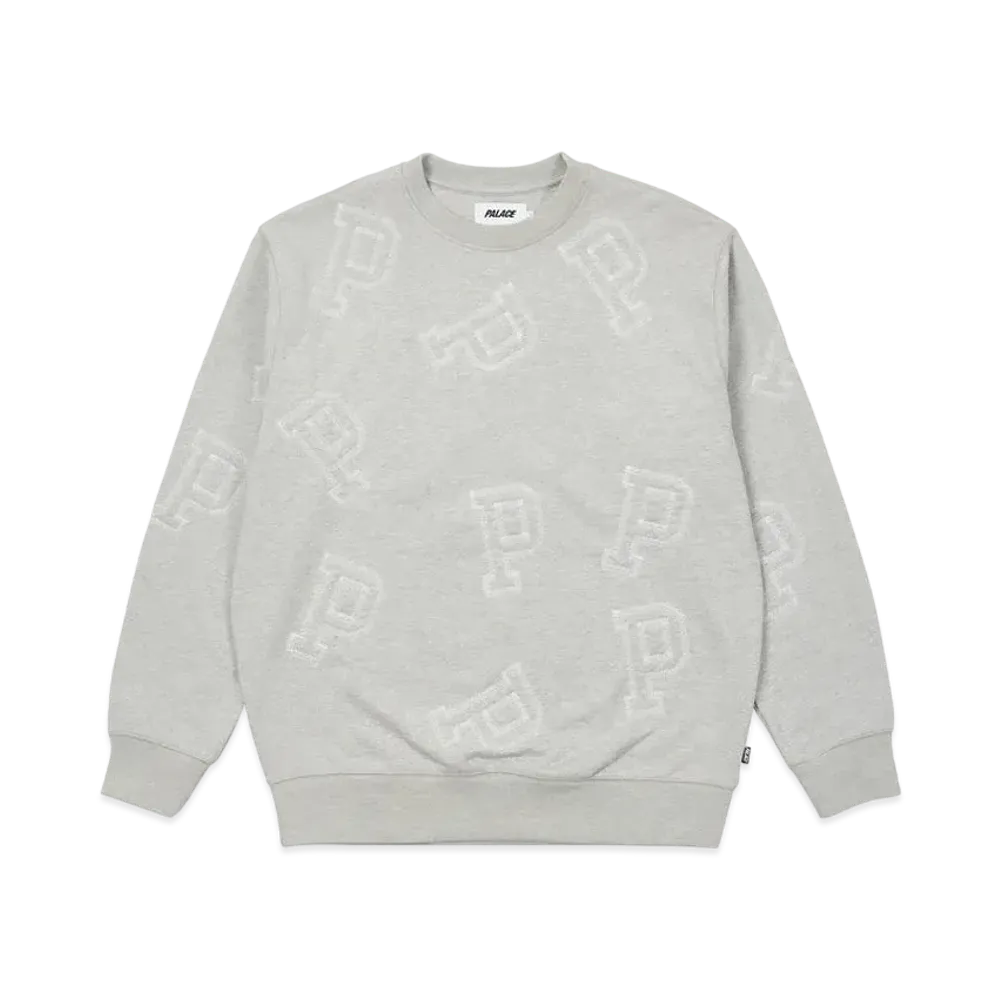 PALACE MULTI P FLATLOCK CREW "Grey Marl"
