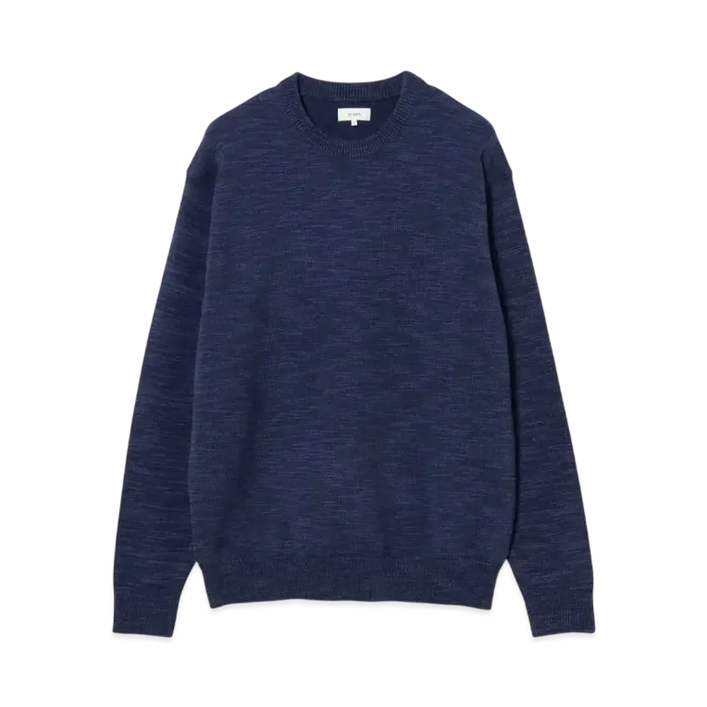 BEAMS 9 Gauge Color Slab Crew Neck Knit "Navy"