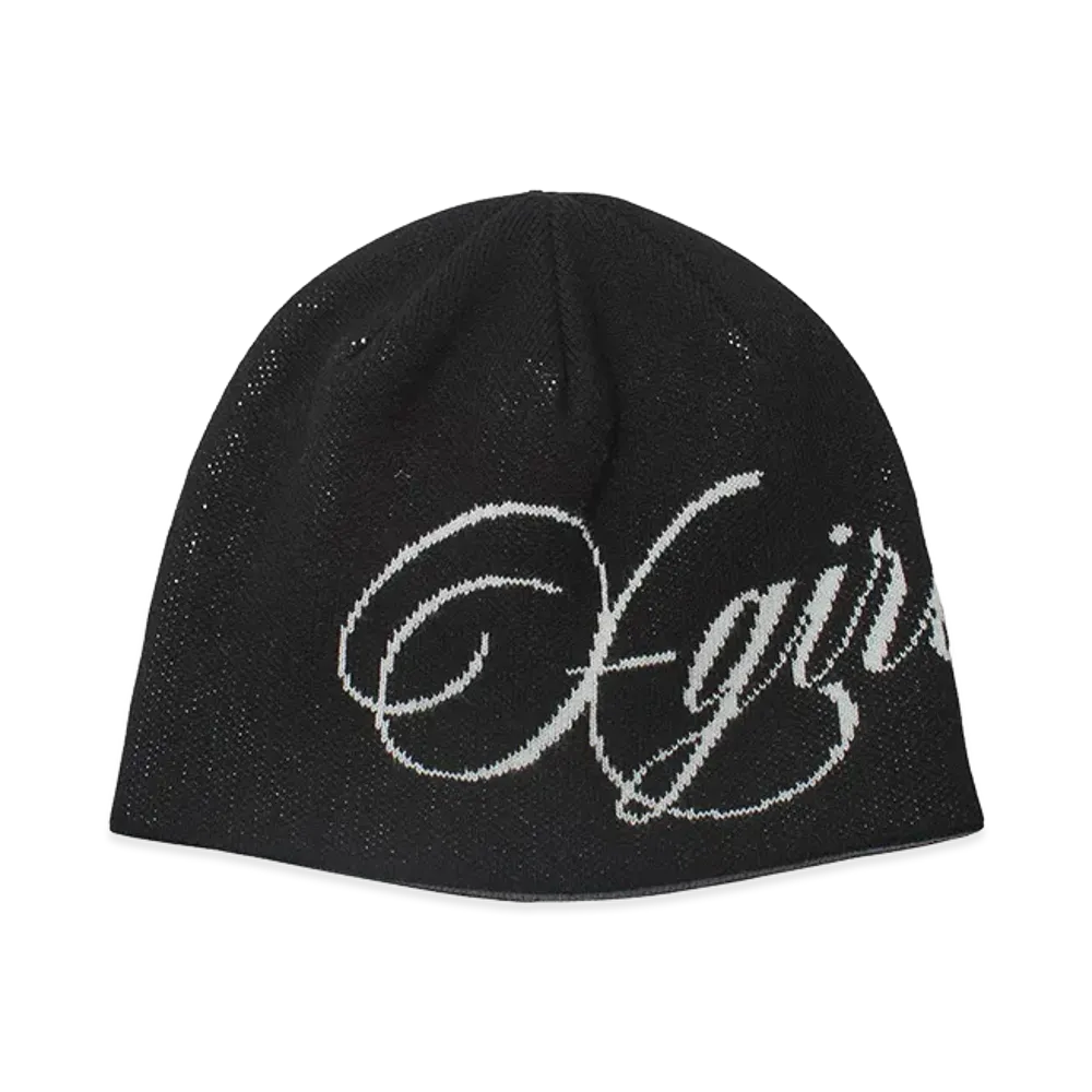 X-Girl Women's Logo And Hazy Pattern Reversible Beanie "Black"