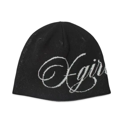 X-Girl Women's Logo And Hazy Pattern Reversible Beanie "Black"
