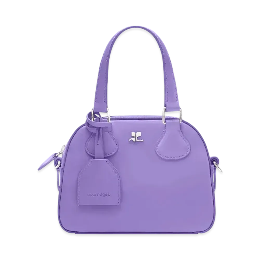 Courreges AC Stud Mini Leather Bowling Bag "Pure Purple"