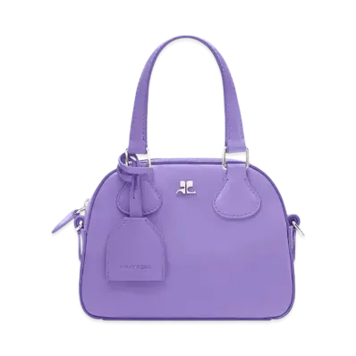 Courreges AC Stud Mini Leather Bowling Bag "Pure Purple"