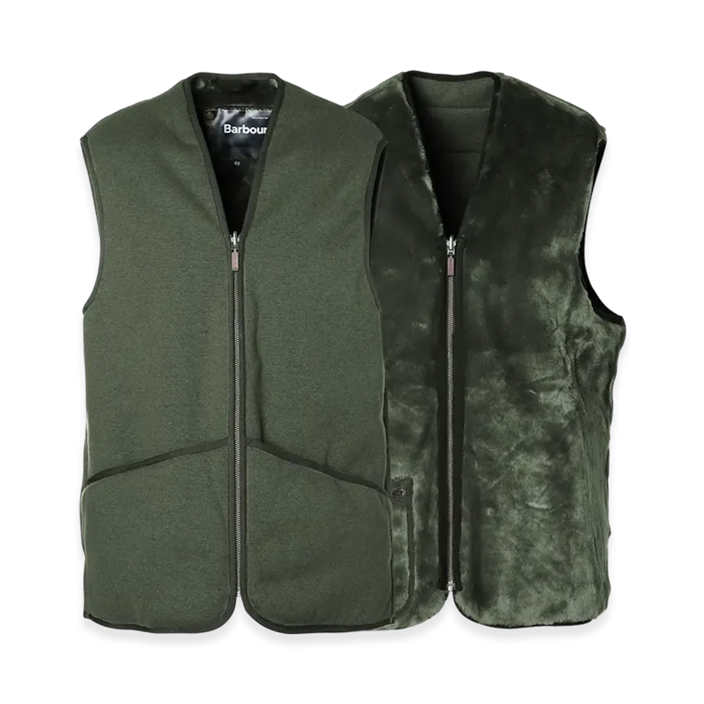 Barbour Warm Pile Waistcoat Zip-In Liner Vest "Sage"