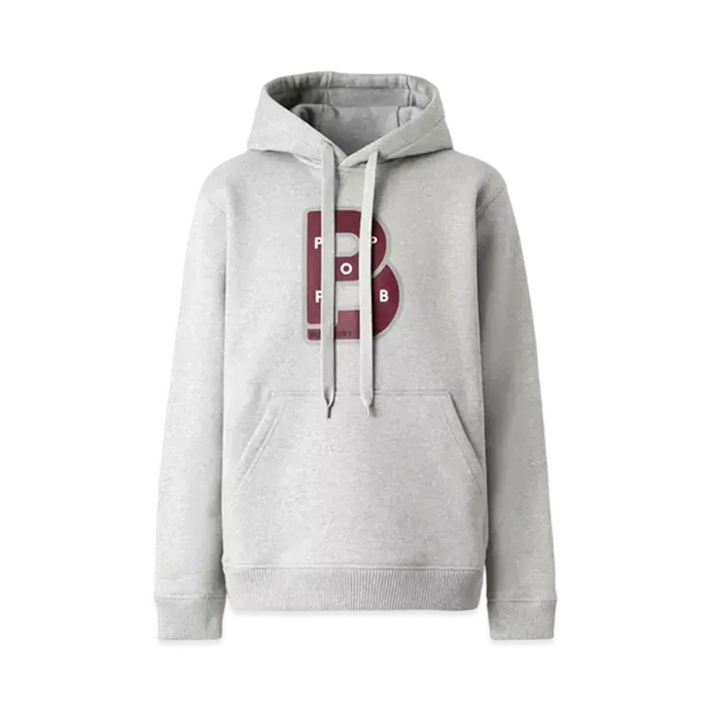 Burberry Letter Graphic Print Cotton Hoodie "Pale Grey Melange"