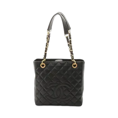 CHANEL PST Matelasse Chain Tote Bag Caviarskin "Black/Gold"