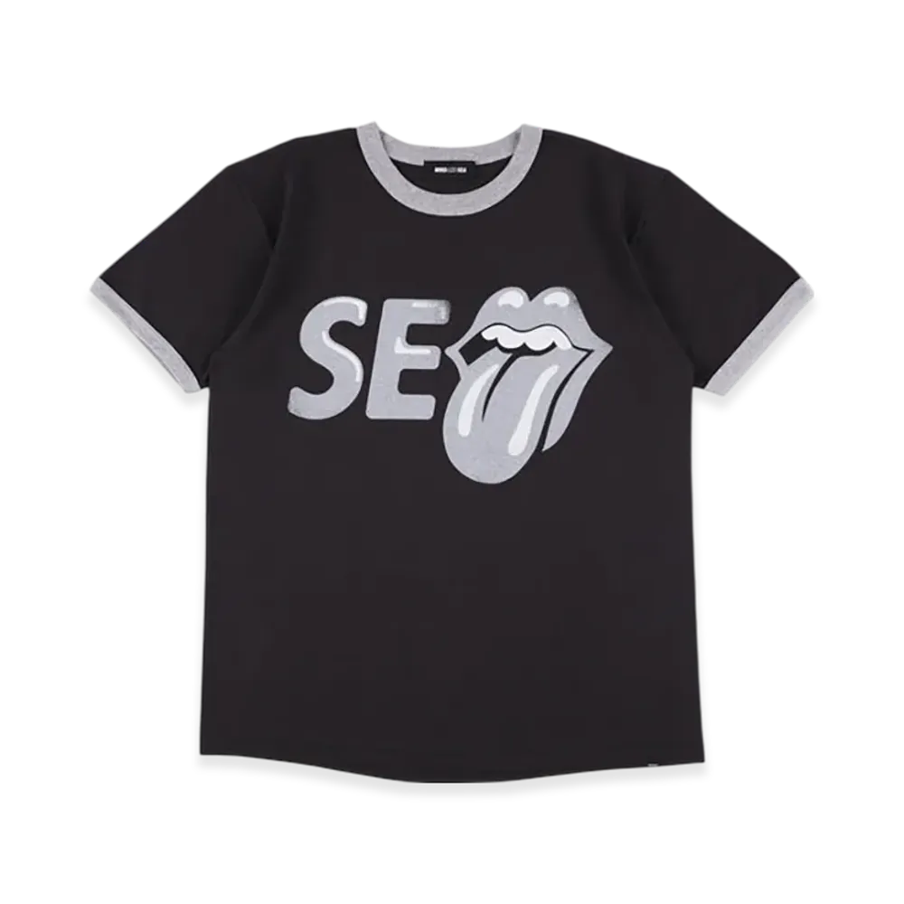 WIND AND SEA x The Rolling Stones Ringer Tee "Black/Charocoal"