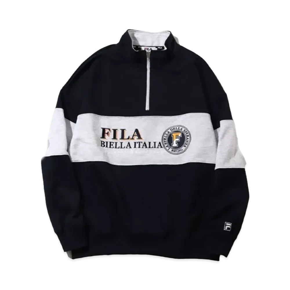 FILA Line Switching Vintage Logo Half Zip Pullover "Navy"