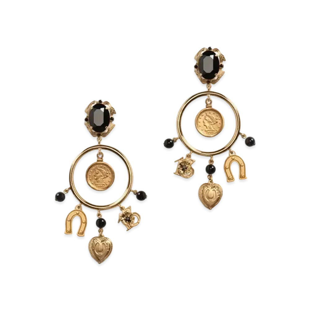Dolce&Gabbana Drop Earrings With Decorative Signature Details "Gold"