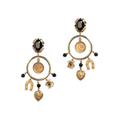 Dolce&Gabbana Drop Earrings With Decorative Signature Details "Gold"