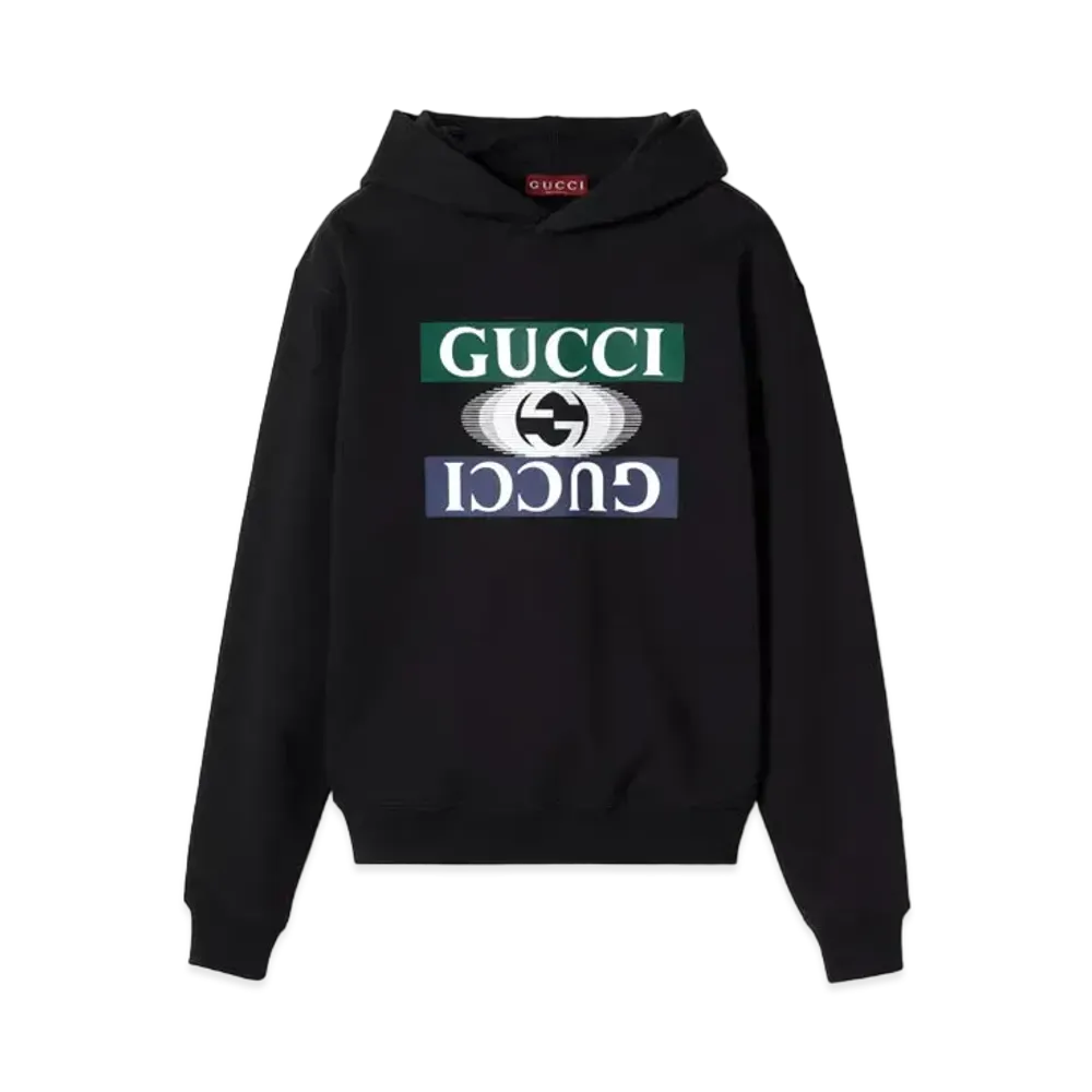 GUCCI Cotton Jersey Hooded Sweatshirt "Black"