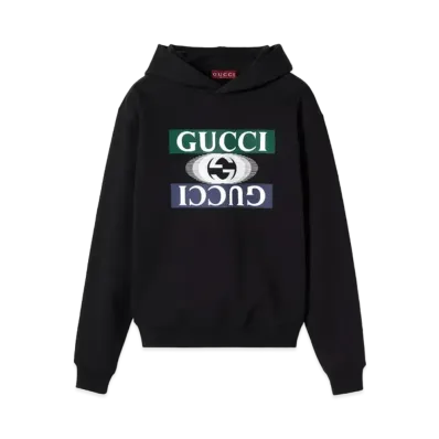 GUCCI Cotton Jersey Hooded Sweatshirt "Black"