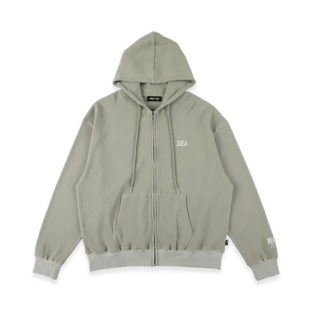 WIND AND SEA Waffle Zip Up Sweatshirt "Sage Green"