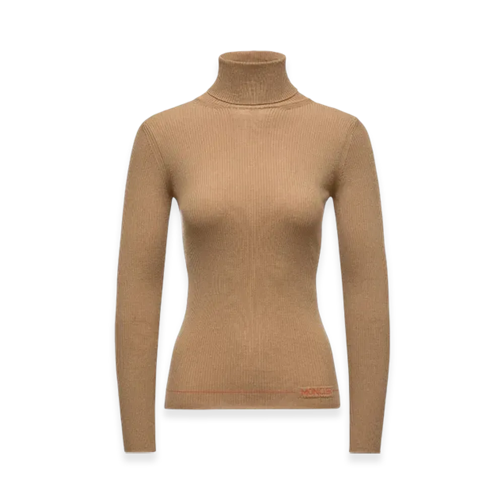 MONCLER Logo Wool Polo Neck Jumper "Beige"