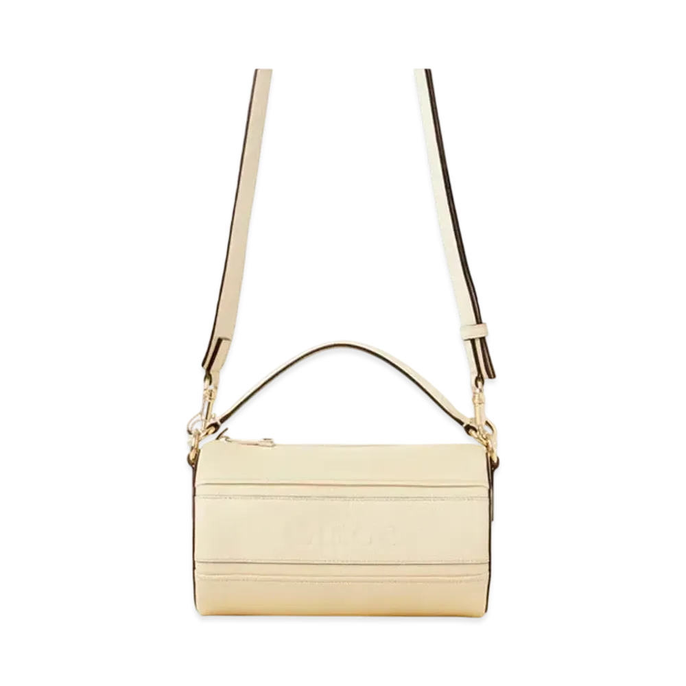 Chloe Woody Tube Shoulder Bag In Grained Leather "Sweet Beige"