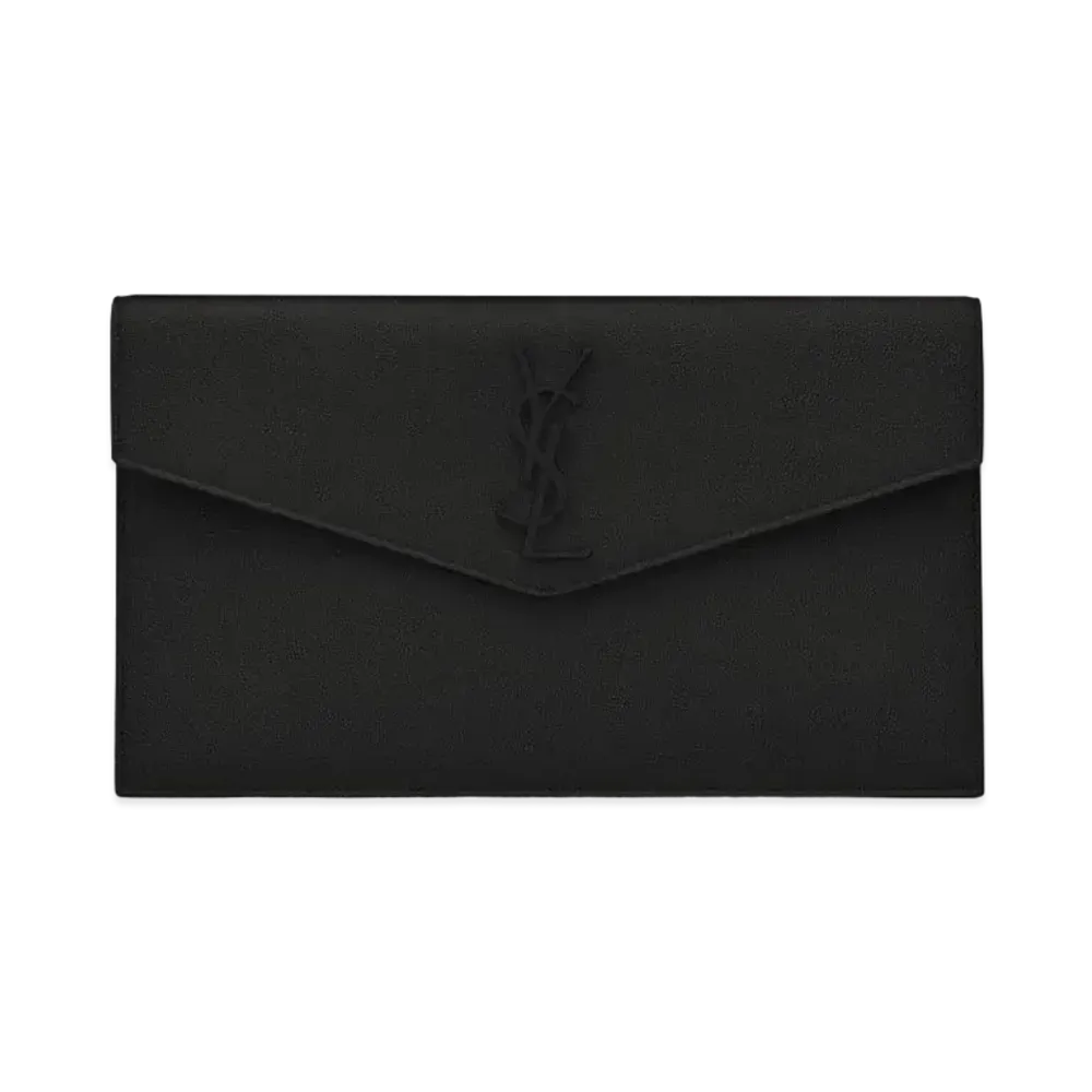 SAINT LAURENT Uptown Pouch In Grain De Poudre Embossed Leather "Black"